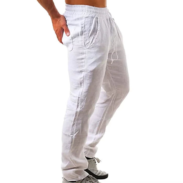 Men's Breathable Cotton Linen Trousers - Solid Color Streetwear for Autumn (Sizes S-3XL)