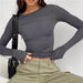 Women's Long Sleeve Solid Slim Fit Casual T-Shirt - Spring Autumn Streetwear Crop Top