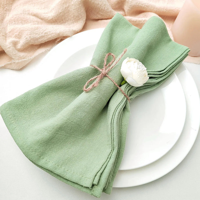 8Pcs Cotton Napkins 40X40CM Plain Washed Cotton Towel Dining Place Mats Wedding Party Restaurant Kitchen Cloths Table Decor