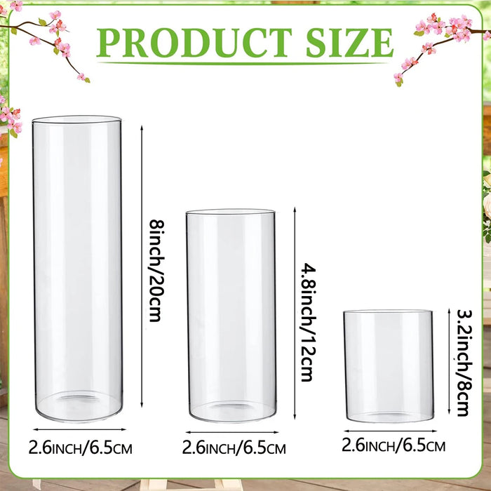 Glass Cylinder Vases 4 6 8 Inch Tall Clear Flower Vase Hurricane Floating Candle Holder for Table Centerpiece Wedding Home Decor