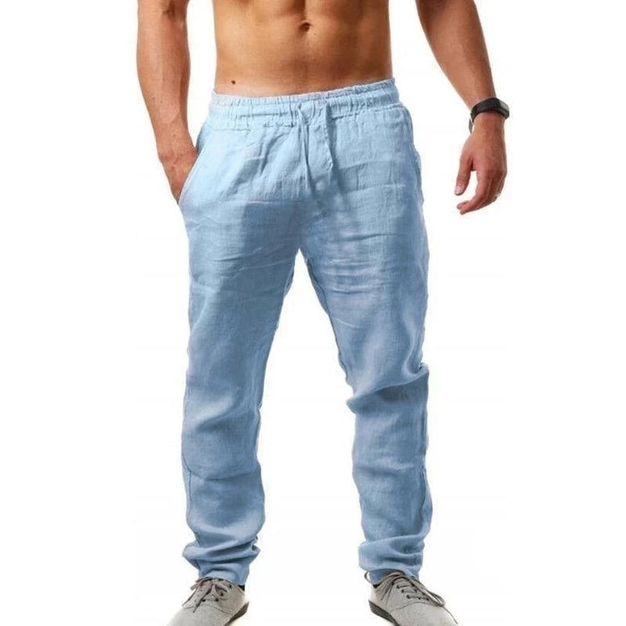 Men's Breathable Cotton Linen Trousers - Solid Color Streetwear for Autumn (Sizes S-3XL)
