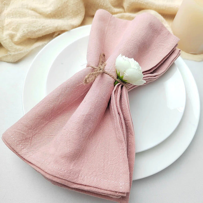 8Pcs Cotton Napkins 40X40CM Plain Washed Cotton Towel Dining Place Mats Wedding Party Restaurant Kitchen Cloths Table Decor