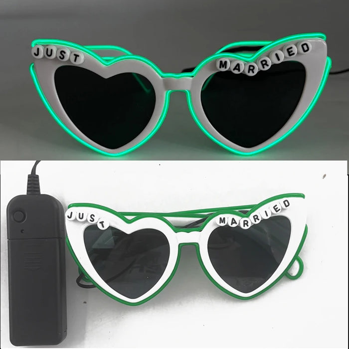 LED Just Married Glasses Wedding Party Bridal Shower Bride to Be Gift Wedding Decorations for Ceremony Light Married Sunglasses
