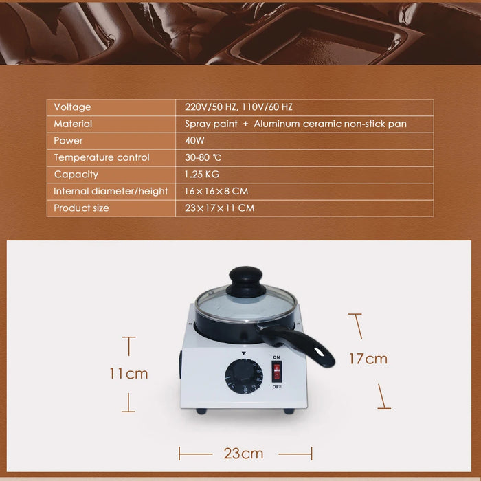 40W Mini Electric Chocolate Melting Machine Single Pot Ceramic Non-Stick Pot Tempering Cylinder Melter Pan 220V 110V