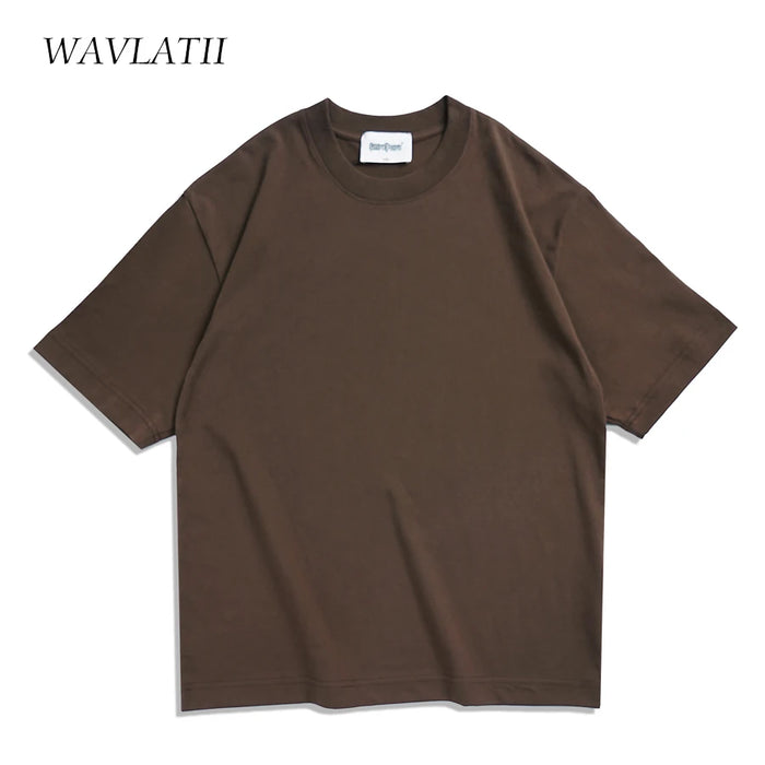 Unisex Oversized Summer T-Shirts in Brown - Casual Korean Streetwear Basic Tops for Men and Women