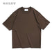 Unisex Oversized Summer T-Shirts in Brown - Casual Korean Streetwear Basic Tops for Men and Women