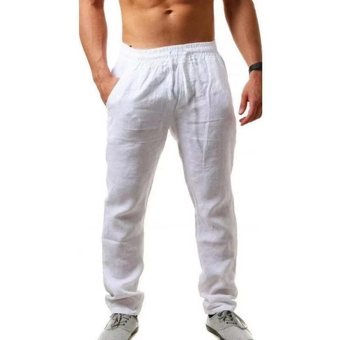 Men's Breathable Cotton Linen Trousers - Solid Color Streetwear for Autumn (Sizes S-3XL)