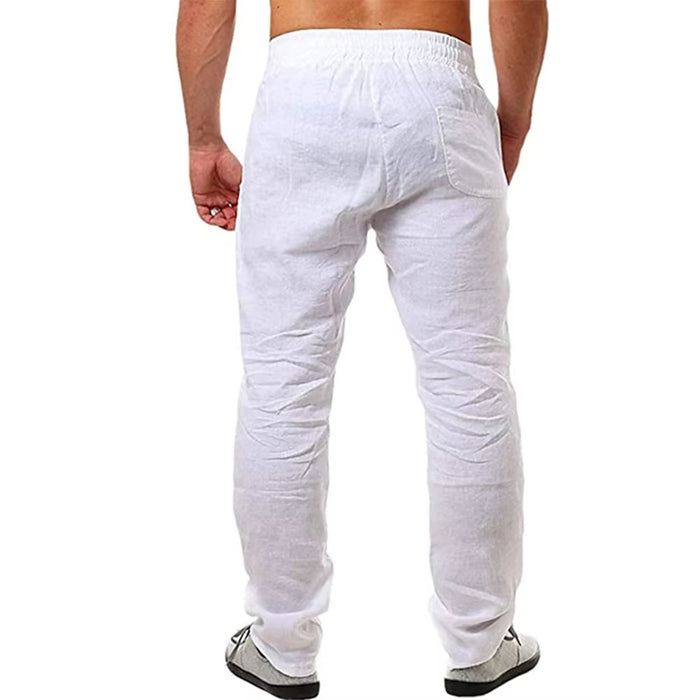 Men's Breathable Cotton Linen Trousers - Solid Color Streetwear for Autumn (Sizes S-3XL)