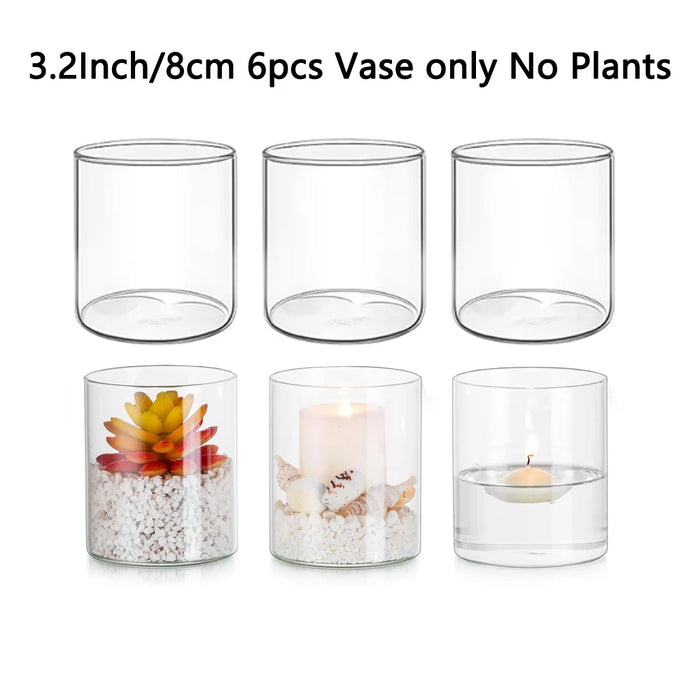 Glass Cylinder Vases 4 6 8 Inch Tall Clear Flower Vase Hurricane Floating Candle Holder for Table Centerpiece Wedding Home Decor