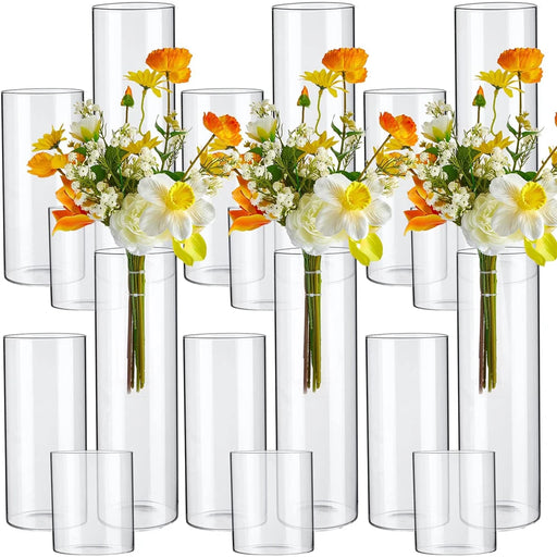 Glass Cylinder Vases 4 6 8 Inch Tall Clear Flower Vase Hurricane Floating Candle Holder for Table Centerpiece Wedding Home Decor