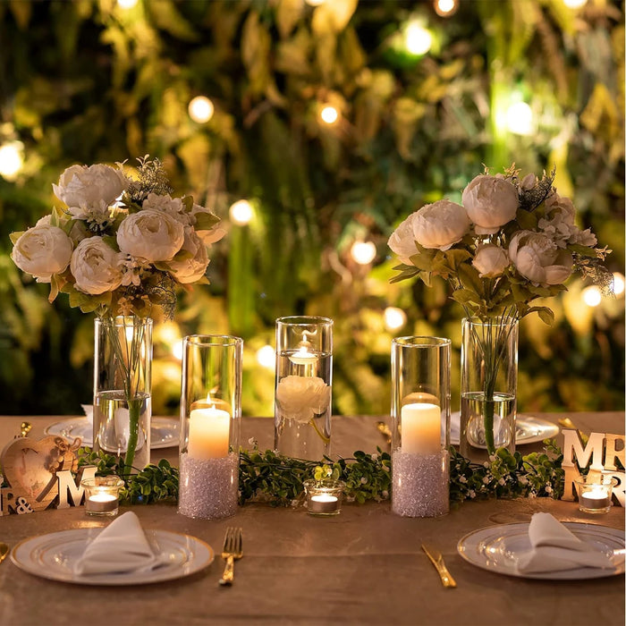 Glass Cylinder Vases 4 6 8 Inch Tall Clear Flower Vase Hurricane Floating Candle Holder for Table Centerpiece Wedding Home Decor