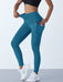 High Waist Women's Stretch Yoga Pants with Pockets - Push-Up Fitness Leggings for Running and Sportswear in Solid Colors