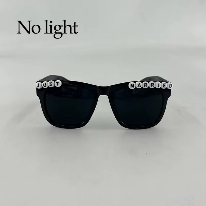 LED Just Married Glasses Wedding Party Bridal Shower Bride to Be Gift Wedding Decorations for Ceremony Light Married Sunglasses