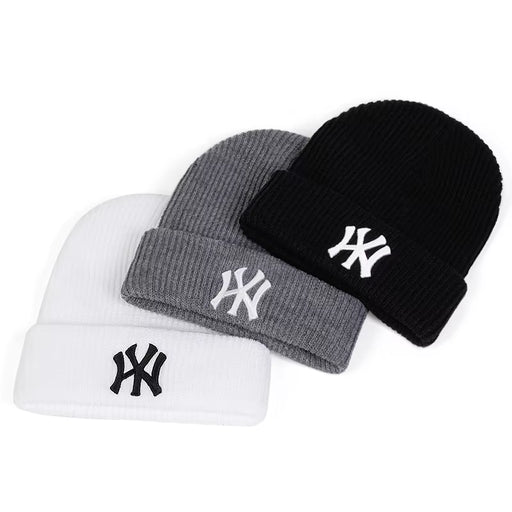 Unisex WY Letter Embroidered Beanies - Warm Autumn Winter Caps for Men and Women