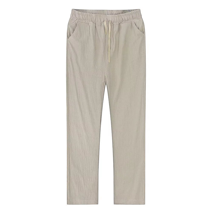 Men's Breathable Cotton Linen Trousers - Solid Color Streetwear for Autumn (Sizes S-3XL)