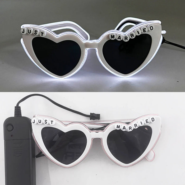 LED Just Married Glasses Wedding Party Bridal Shower Bride to Be Gift Wedding Decorations for Ceremony Light Married Sunglasses